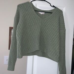 Pink Rose Olive Crew Neck Sweater